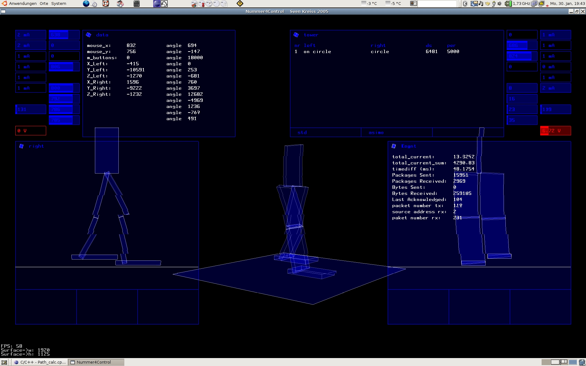Screenshot of OpenGL interface.