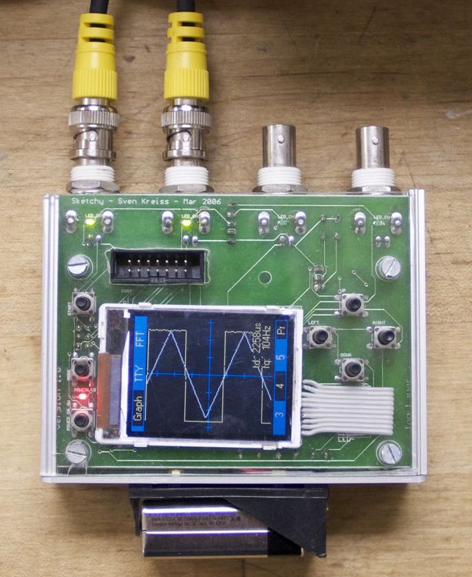 Two channels on oscilloscope